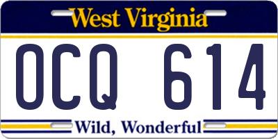 WV license plate OCQ614