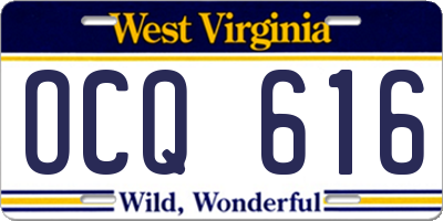 WV license plate OCQ616
