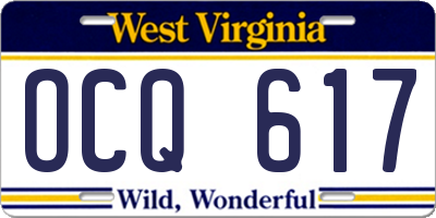 WV license plate OCQ617