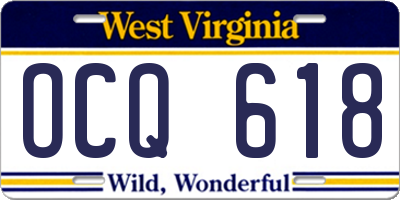 WV license plate OCQ618
