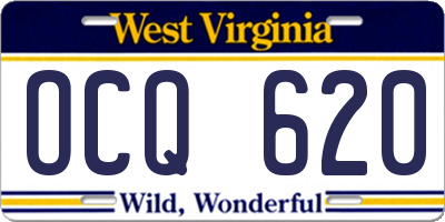 WV license plate OCQ620