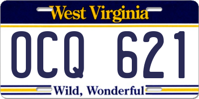 WV license plate OCQ621