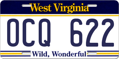 WV license plate OCQ622