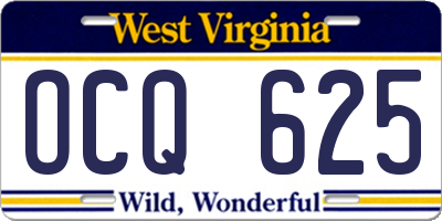 WV license plate OCQ625