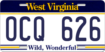 WV license plate OCQ626