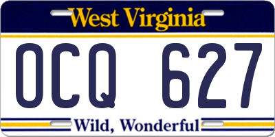 WV license plate OCQ627