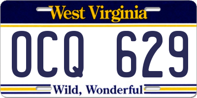 WV license plate OCQ629
