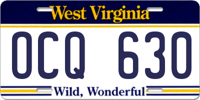 WV license plate OCQ630