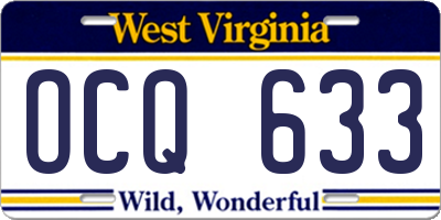 WV license plate OCQ633