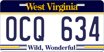 WV license plate OCQ634
