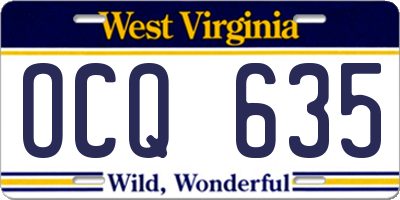 WV license plate OCQ635