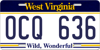 WV license plate OCQ636