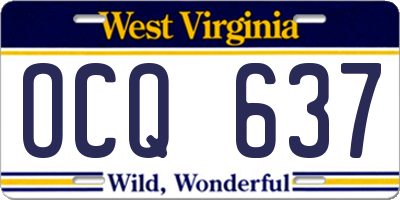 WV license plate OCQ637