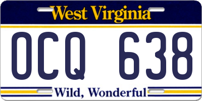WV license plate OCQ638