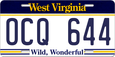 WV license plate OCQ644