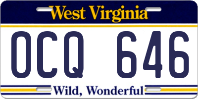 WV license plate OCQ646