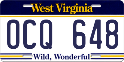 WV license plate OCQ648