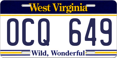 WV license plate OCQ649
