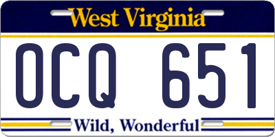WV license plate OCQ651
