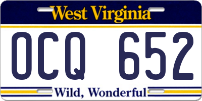 WV license plate OCQ652