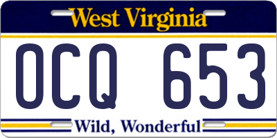 WV license plate OCQ653