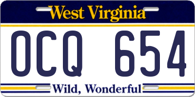 WV license plate OCQ654