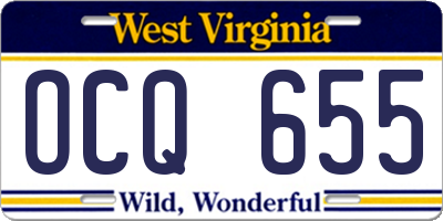 WV license plate OCQ655