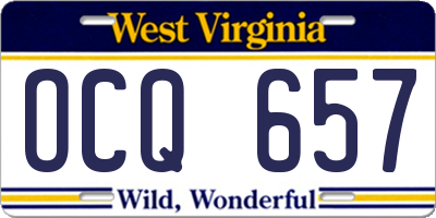WV license plate OCQ657
