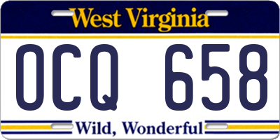WV license plate OCQ658