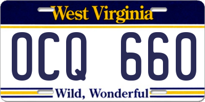 WV license plate OCQ660