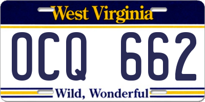 WV license plate OCQ662