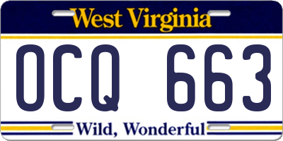 WV license plate OCQ663
