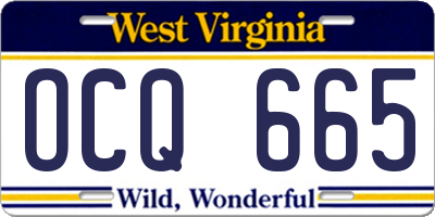WV license plate OCQ665
