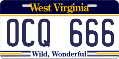 WV license plate OCQ666
