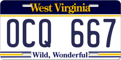 WV license plate OCQ667