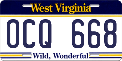 WV license plate OCQ668