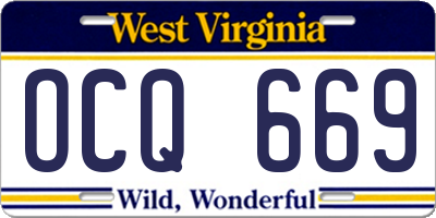 WV license plate OCQ669