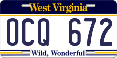 WV license plate OCQ672