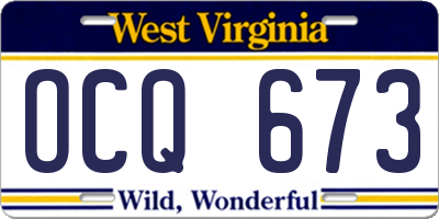 WV license plate OCQ673
