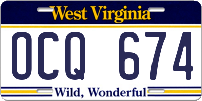 WV license plate OCQ674