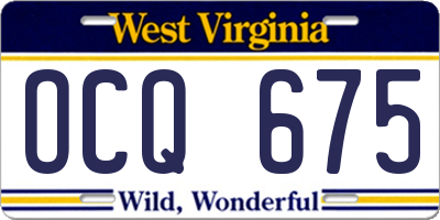 WV license plate OCQ675