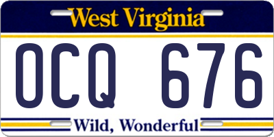 WV license plate OCQ676