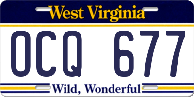 WV license plate OCQ677