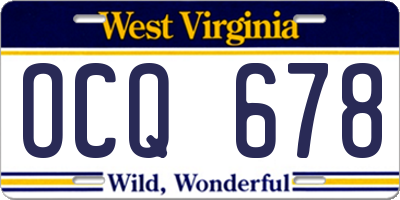 WV license plate OCQ678