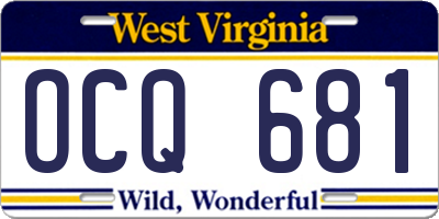 WV license plate OCQ681