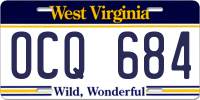 WV license plate OCQ684