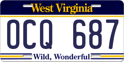WV license plate OCQ687