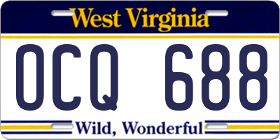 WV license plate OCQ688
