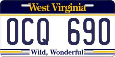 WV license plate OCQ690