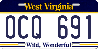 WV license plate OCQ691